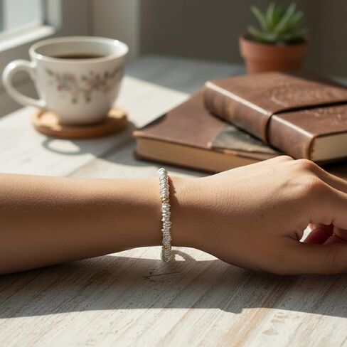 Two Tone Bracelets for Women, Gold and Silver Beaded Bracelets, Chunky Chain Bracelets Mixed Bracelet Stack, 2 Tone Bracelet for Women in Kuwait