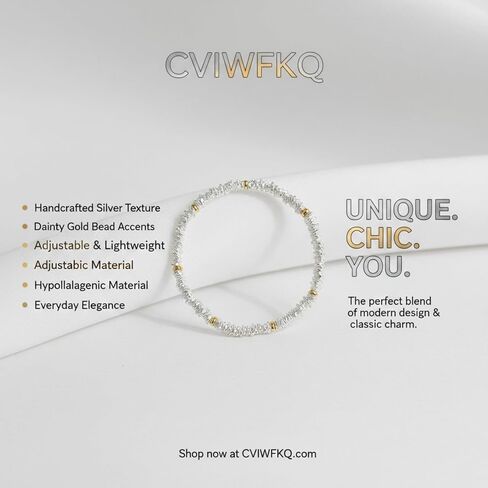 Two Tone Bracelets for Women, Gold and Silver Beaded Bracelets, Chunky Chain Bracelets Mixed Bracelet Stack, 2 Tone Bracelet for Women in Kuwait