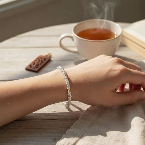 Two Tone Bracelets for Women, Gold and Silver Beaded Bracelets, Chunky Chain Bracelets Mixed Bracelet Stack, 2 Tone Bracelet for Women in Saudi Arabia