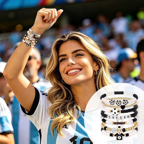 Soccer Gifts for Women, Stackable Soccer Beaded Bracelets, Game Day Outfits, Sports Mom Accessories, Soccer Party Favors Gifts for Women Men Sport Fans in Saudi Arabia