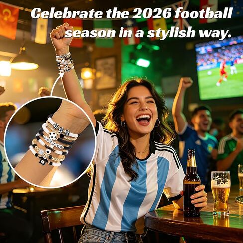 Soccer Gifts for Women, Stackable Soccer Beaded Bracelets, Game Day Outfits, Sports Mom Accessories, Soccer Party Favors Gifts for Women Men Sport Fans in Saudi Arabia
