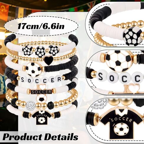 Soccer Gifts for Women, Stackable Soccer Beaded Bracelets, Game Day Outfits, Sports Mom Accessories, Soccer Party Favors Gifts for Women Men Sport Fans in Saudi Arabia