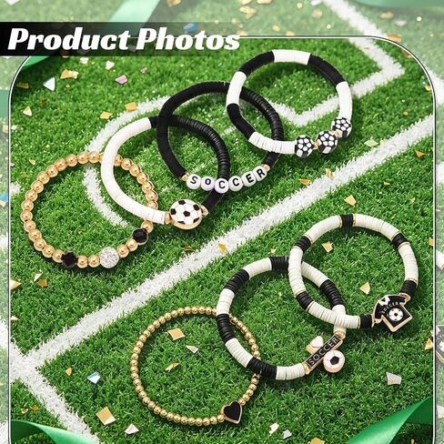 Soccer Gifts for Women, Stackable Soccer Beaded Bracelets, Game Day Outfits, Sports Mom Accessories, Soccer Party Favors Gifts for Women Men Sport Fans in Saudi Arabia