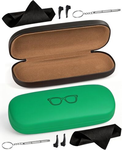RayLove Glasses Case, 2 Pack Hard Eyeglass Case with Cleaning Cloth, Glasses Case Hard Shell Fits Most Sunglasses Eyeglasses in Saudi Arabia