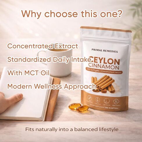 Primal Remedies Ceylon Cinnamon Capsules – 300 Softgels, Cinnamomum Verum Bark Extract, Plant Based Supplement, Clean Label Formula for Daily Wellness Routine (1) in Saudi Arabia