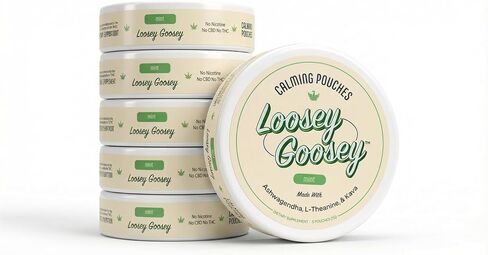 Loosey Goosey Calming Pouches – 5 Pack Bundle (75 Total Pouches) – Mint Flavor – with Ashwagandha, L-Theanine & Kava – Caffeine-Free Herbal Pouches in Kuwait