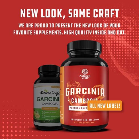 Strong Garcinia Cambogia Extract Capsules with 60% HCA - Non-Stimulant Garcinia Cambogia Weight Support Supplement with Hydroxycitric Acid & Chromium for Balance, Energy & Metabolism Support - 60 Ct in Saudi Arabia