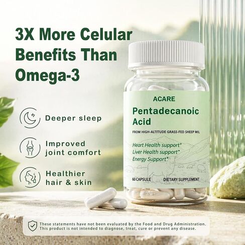 Pentadecanoic Acid, C15:0 Pentadecanoic Acid Formula Supplement, Sourced from High-Altitude Sheep Milk, 60 Capsules in Saudi Arabia
