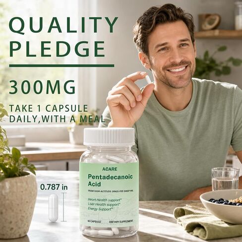 Pentadecanoic Acid, C15:0 Pentadecanoic Acid Formula Supplement, Sourced from High-Altitude Sheep Milk, 60 Capsules in Saudi Arabia