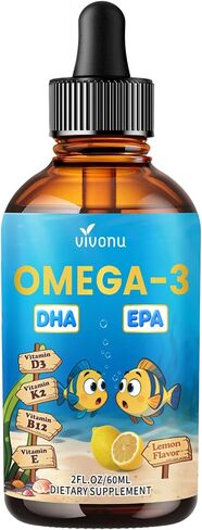 VivoNu Omega 3 for Kids, Children’s DHA Omega 3 6 9 Drops | 600mg Total Omega-3s with EPA & DHA| Brain Development & Mood, Learning - Non-GMO(2Fl Oz) in Saudi Arabia