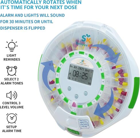 Smart WiFi Automatic Pill Dispenser with with App and Light Reminders for Seniors - Tracks Adherence History, Remote Caregiver Alerts, 28-Day Locking Medication Organizer for Vitamins, Supplements in Saudi Arabia