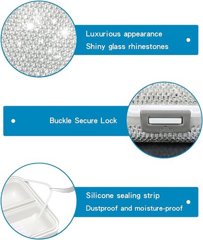 Bling Travel Pill Organizer Crystal Rhinestone 7 Compartments Square Portable Pill Case Daily Pill Box to Hold Vitamins Small Pill Container for Pocket Purse Medicine Organizer(White) in Saudi Arabia
