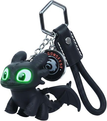 Light-Up Dragon Eye Keychain White LED Glow Eyes Cute Cartoon PVC Keyring for Kids Bags Backpacks Gift in Kuwait