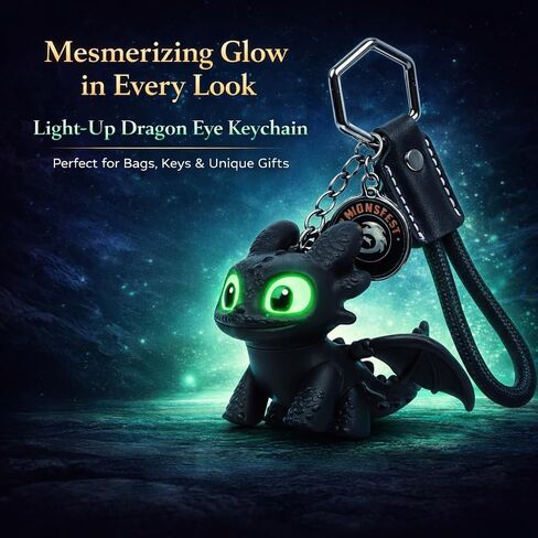 Light-Up Dragon Eye Keychain White LED Glow Eyes Cute Cartoon PVC Keyring for Kids Bags Backpacks Gift in Kuwait