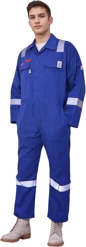 Flame Resistant FR Hi Vis Coveralls for Men NFPA 2112 Complied 7oz Overall for Men Reflective Tape 6 Pockets Coverall in Kuwait