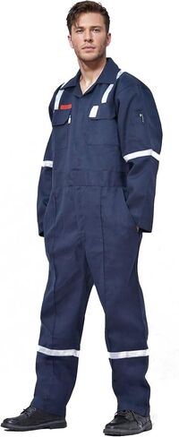 Flame Resistant FR Hi Vis Coveralls for Men NFPA 2112 Complied 7oz Overall for Men Reflective Tape 6 Pockets Coverall in Kuwait