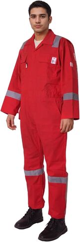 Flame Resistant FR Hi Vis Coveralls for Men NFPA 2112 Complied 7oz Overall for Men Reflective Tape 6 Pockets Coverall in Kuwait