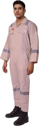 Flame Resistant FR Hi Vis Coveralls for Men NFPA 2112 Complied 7oz Overall for Men Reflective Tape 6 Pockets Coverall in Kuwait