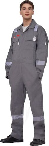 Flame Resistant FR Hi Vis Coveralls for Men NFPA 2112 Complied 7oz Overall for Men Reflective Tape 6 Pockets Coverall in Kuwait