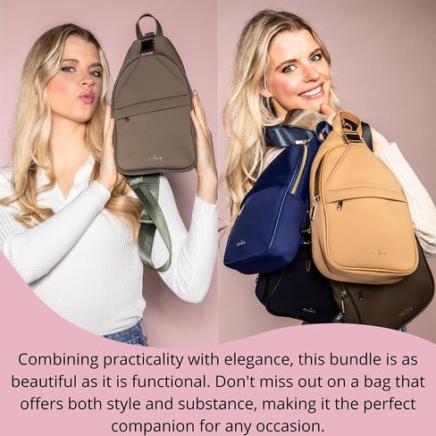 KEDZIE Sloane Sling Crossbody Bag (Black) & Interchangeable 2-Inch Bag Strap (Impressionist) in Saudi Arabia