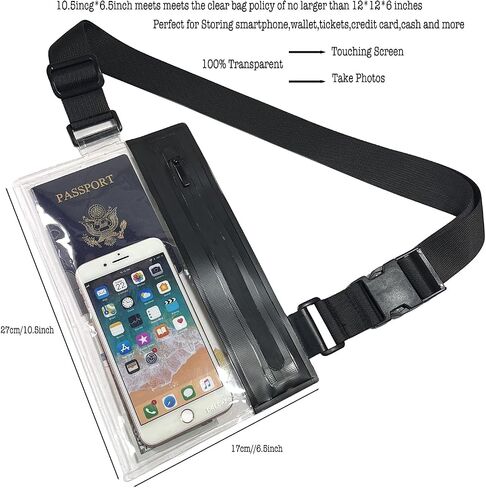 DRLOKPAK Sling Bag Passport Wallet Travel Pouch for Phone Wallet Water Resistant Crossbody Purse for Traveling Sports Event (Clear) in Saudi Arabia