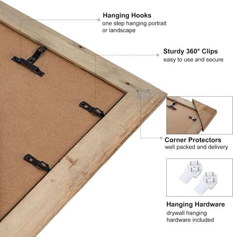Rustic Reclaimed Wood Frame 11x14, Tempered Glass, Farmhouse Style Photo Frame 11''x14'' Distressed & Vintage Wall Decor Gallery Frame Set Mounting or Table Display in Saudi Arabia