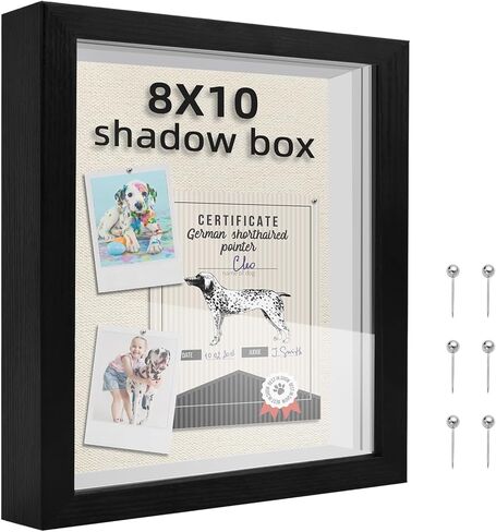 5x5 Shadow Box Frame, 1.2in Deep Keepsake Display Case, Linen Foam Back + 6 Push Pins, Thick Acrylic Front / Protective Film, Wall/Tabletop, for Flowers Tickets Medals Pet Memorial, White in Saudi Arabia