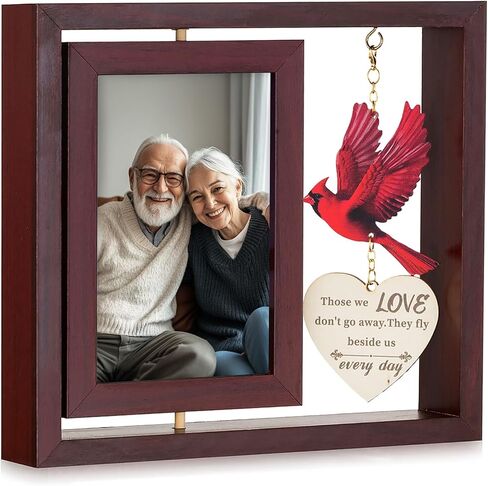 Sympathy Gifts for Loss of Loved One: Double 4x6 Photos, Cardinal Memorial Picture Frame for Mother, Remembrance Gift in Loving Memory with Touching Text in Saudi Arabia