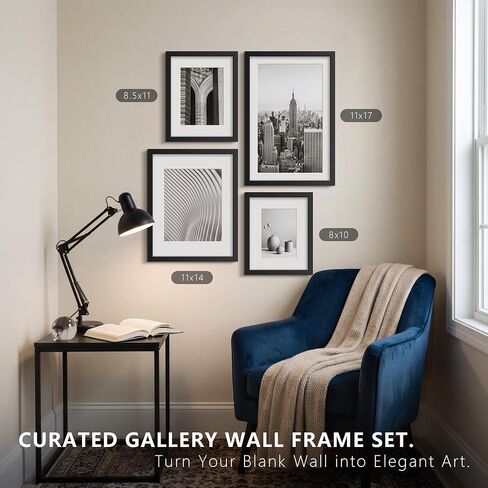 إطار صورة أسود مقاس 8 × 10 مع حصيرة مقاس 5 × 7 - إطارات صور مقاس 8 × 10، زجاج شبكي عالي الدقة مقاوم للكسر، جدار وطاولة، شاشة عرض أفقية رأسية، حزمة واحدة in Kuwait