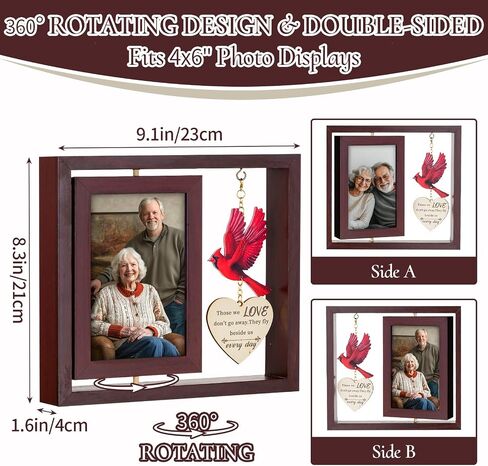 Sympathy Gifts for Loss of Loved One: Double 4x6 Photos, Cardinal Memorial Picture Frame for Mother, Remembrance Gift in Loving Memory with Touching Text in Saudi Arabia