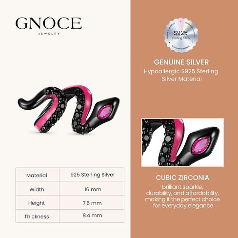 سوار سحر جوهرة الثعبان الأسود المضيء من GNOCE للنساء، سحر متدلي من الفضة الاسترليني S925 للنساء والزوجة، عيد الحب، مجوهرات عيد الأم in Kuwait