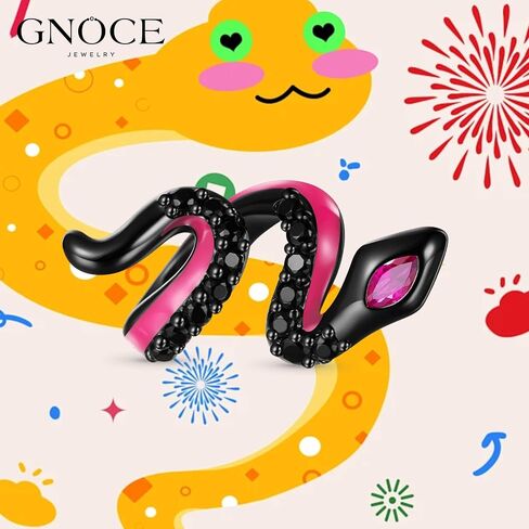 سوار سحر جوهرة الثعبان الأسود المضيء من GNOCE للنساء، سحر متدلي من الفضة الاسترليني S925 للنساء والزوجة، عيد الحب، مجوهرات عيد الأم in Kuwait