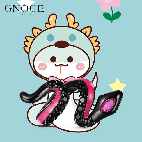 سوار سحر جوهرة الثعبان الأسود المضيء من GNOCE للنساء، سحر متدلي من الفضة الاسترليني S925 للنساء والزوجة، عيد الحب، مجوهرات عيد الأم in Kuwait