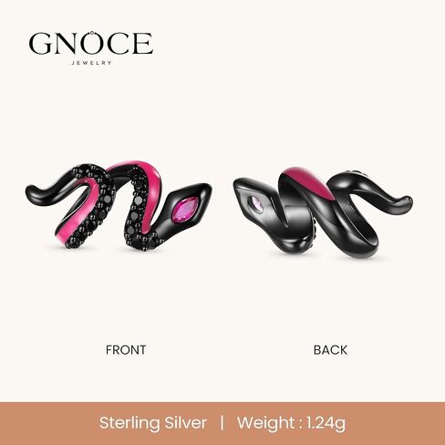 سوار سحر جوهرة الثعبان الأسود المضيء من GNOCE للنساء، سحر متدلي من الفضة الاسترليني S925 للنساء والزوجة، عيد الحب، مجوهرات عيد الأم in Kuwait