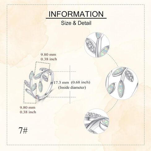 Leaf Opal Ring Adjustable Leaves Ring For Women White Opal Jewelry For Female Mom Lover Gift in Saudi Arabia
