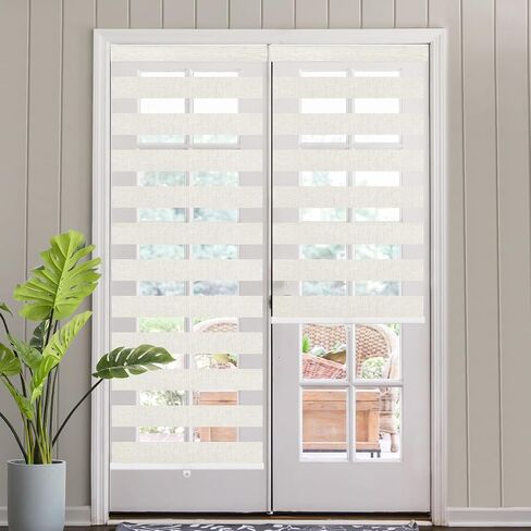SEEYE Custom Size Cordless Zebra Blinds for Windows, 70% Shading Free-Stop Roller Shades, French Door Window Shades with Valance Easy to Install, Light Filtering Roller Blinds, 20" W x 83" H, Grey in Saudi Arabia