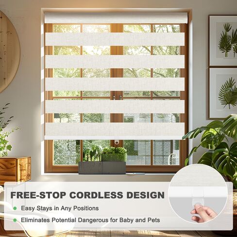 SEEYE Custom Size Cordless Zebra Blinds for Windows, 70% Shading Free-Stop Roller Shades, French Door Window Shades with Valance Easy to Install, Light Filtering Roller Blinds, 20" W x 83" H, Grey in Saudi Arabia