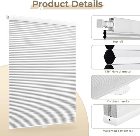 Cellular Shades for Windows Custom Size Cellular Shades No Tools No Drill Blackout Cellular Shades Top Down Bottom Up Cordless Honeycomb Blinds for Indoor Windows in Kuwait