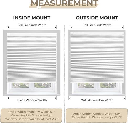 Cellular Shades for Windows Custom Size Cellular Shades No Tools No Drill Blackout Cellular Shades Top Down Bottom Up Cordless Honeycomb Blinds for Indoor Windows in Kuwait