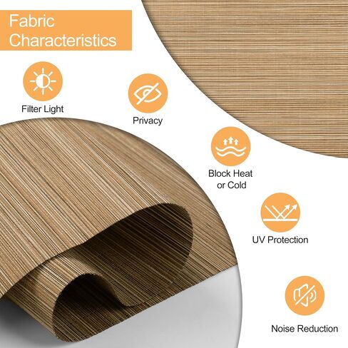 BERISSA Roman Shades for Windows, Natural Woven Light Filtering Roman Blinds for Indoor Windows, Living Room,Home Office,Woodgrain Wheat,Custom Size in Kuwait