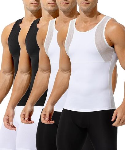 Casey Kevin Compression Shirt Men Slimming Muscle Men's Compression Tank Top Undershirts Hide Gynecomastia Moobs Shapewear in Saudi Arabia