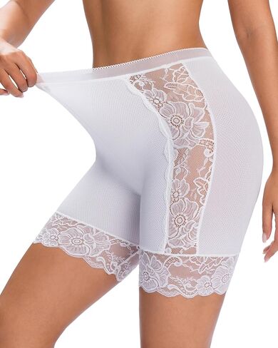 Women’s Cooling Slip Shorts Under Dress Seamless Shorts Anti Chafing Lace Panties White in Saudi Arabia