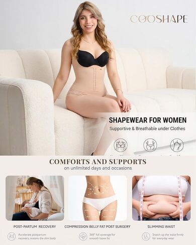Butt Lifting Shapewear Shorts for Women Tummy Control Panties | High Waist Compression,Adjustable Hook Closure in Kuwait