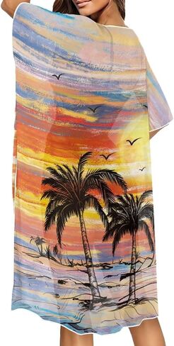 KEIAHUAN Kimono Swimsuit Cover Ups for Women Open Front Long Cover Up Long Loose Casual Summer Tops in Kuwait