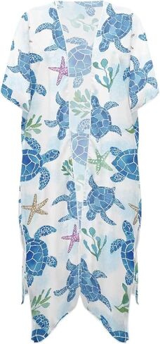 KEIAHUAN Kimono Swimsuit Cover Ups for Women Open Front Long Cover Up Long Loose Casual Summer Tops in Kuwait