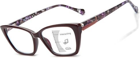 LianSan Trendy Cat-Eye Progressive Multifocus Reading Glasses for Women Blue Light Computer Readers 54-17-140(Purple,3.0x) in Saudi Arabia