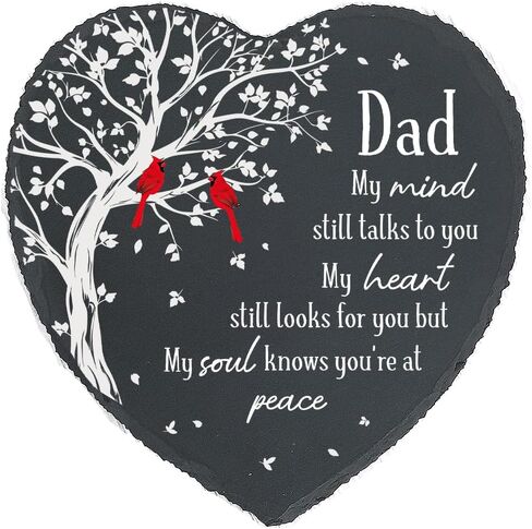 Dad Memorial Stone, Memorial Gifts for Loss of Dad Cardinal Memorial Garden Stone, Sympathy Gifts for Loss of Father in Memory of Dad in Heaven - My Mind Still Talks to You in Kuwait