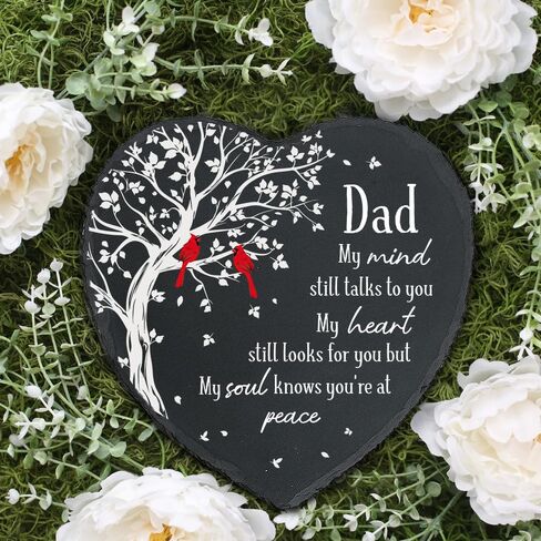 Dad Memorial Stone, Memorial Gifts for Loss of Dad Cardinal Memorial Garden Stone, Sympathy Gifts for Loss of Father in Memory of Dad in Heaven - My Mind Still Talks to You in Kuwait
