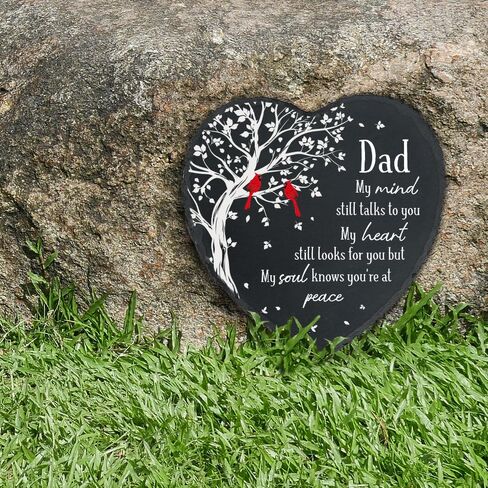 Dad Memorial Stone, Memorial Gifts for Loss of Dad Cardinal Memorial Garden Stone, Sympathy Gifts for Loss of Father in Memory of Dad in Heaven - My Mind Still Talks to You in Kuwait