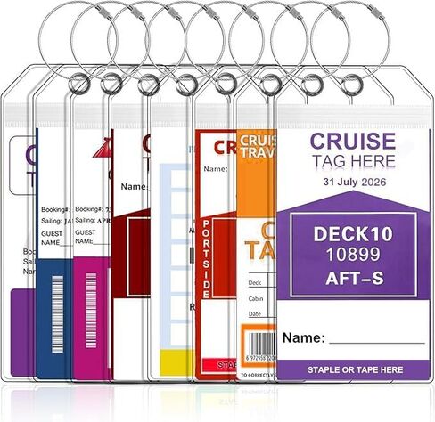 8-Pack Cruise Luggage Tag Holder, Cruise Ship Essentials, for 2024-2025 Carnival, NCL, MSC Cruises, Princess, Royal Caribbean Ships Provided Cruise Luggage Tag Holder in Kuwait